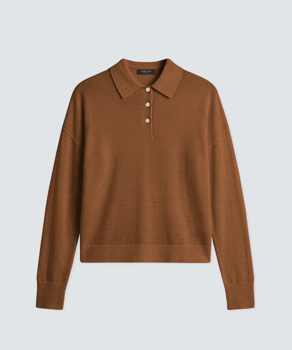 Women’s Long Sleeve Fine Knit Polo