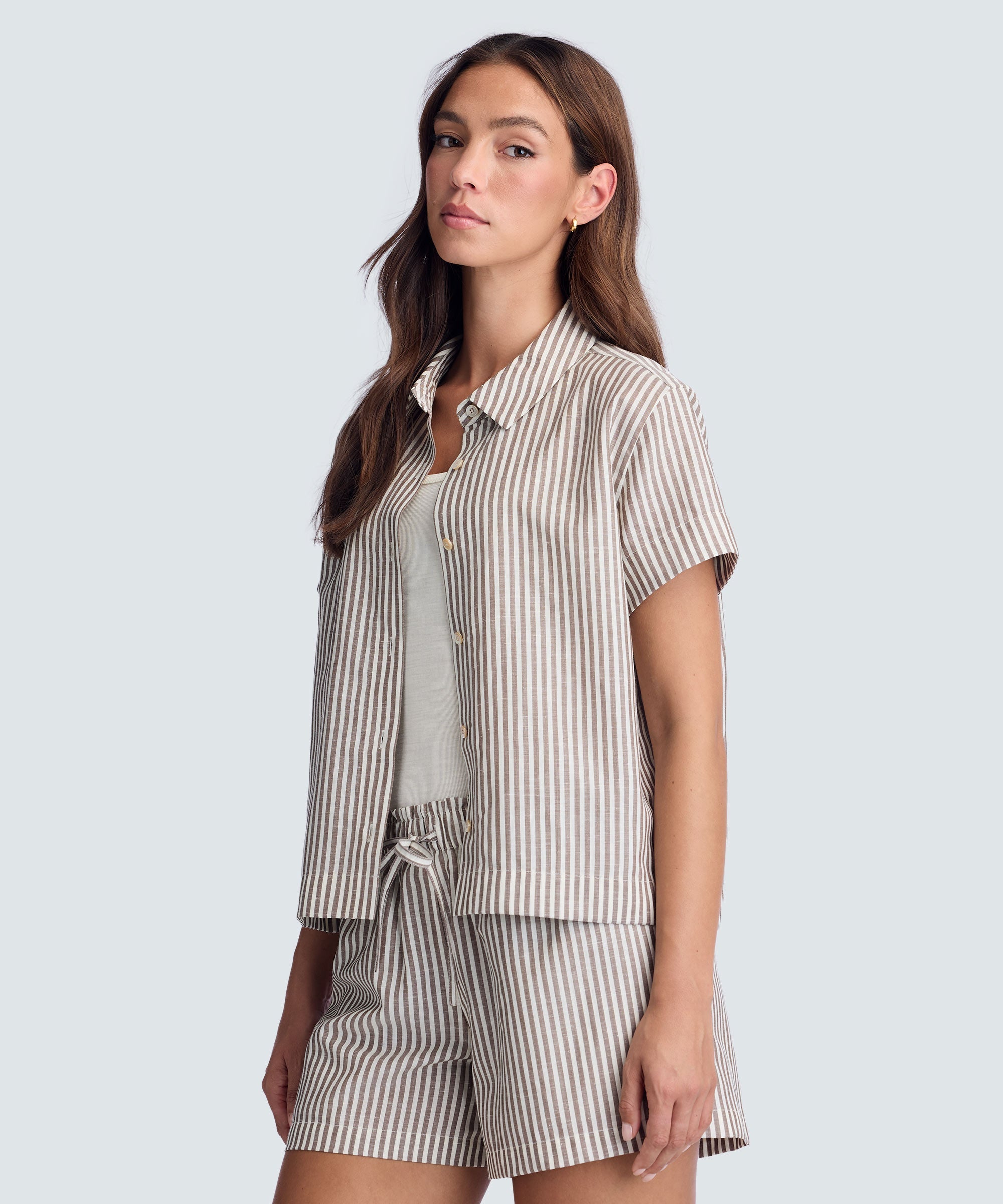 Women's Merino Linen Short Sleeve Shirt