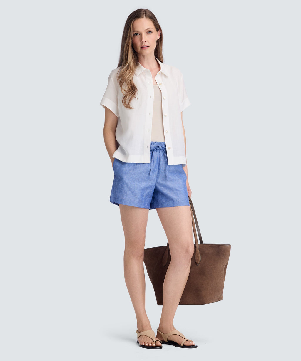 Women's Merino Linen Short Sleeve Shirt