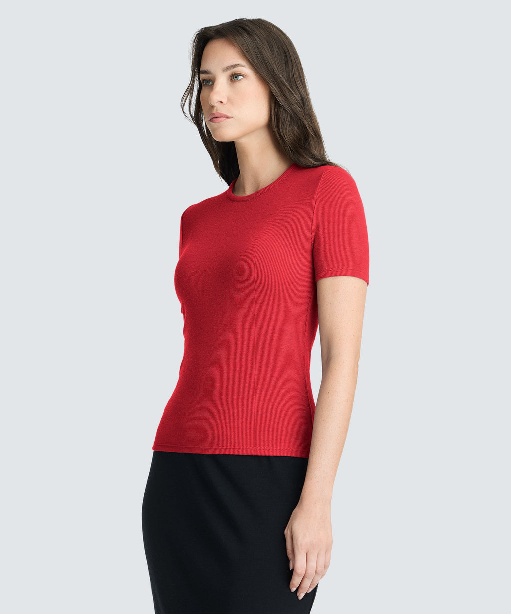 Women's Rib Fitted Crew Neck T-Shirt