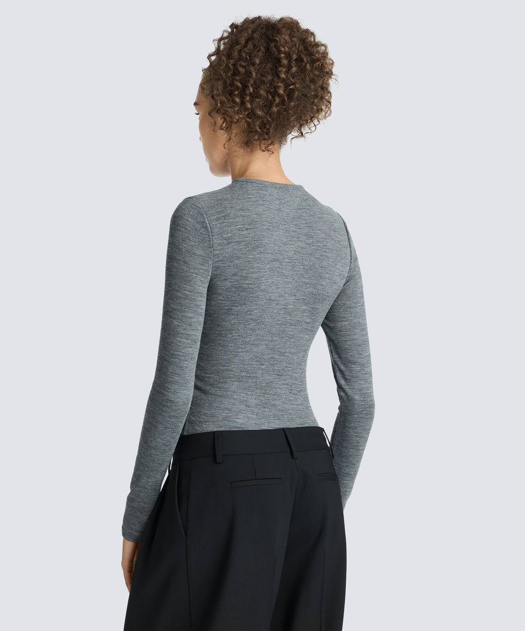 Women's Rib Fitted Long Sleeve Crew