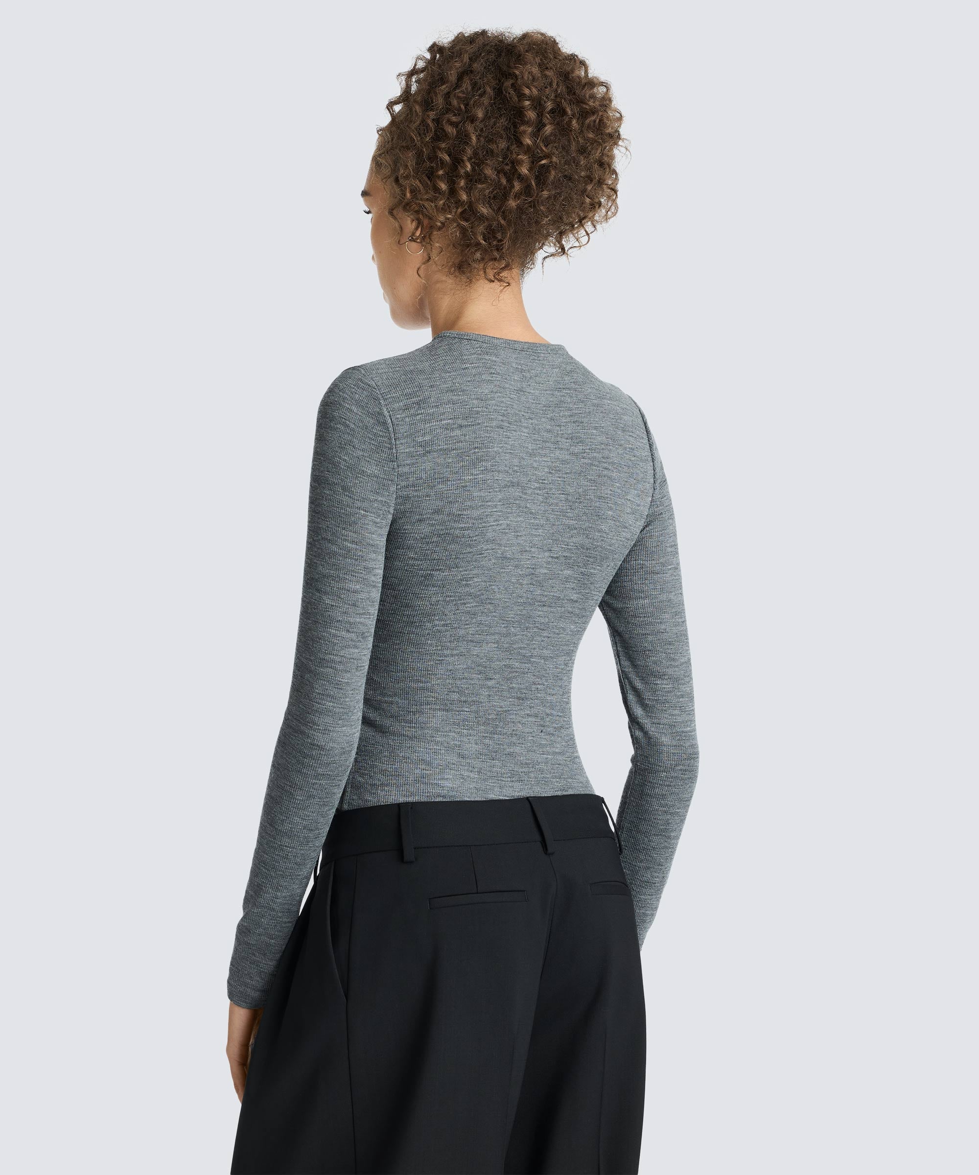 Women's Rib Fitted Long Sleeve Crew
