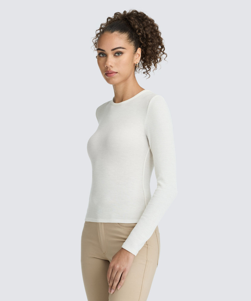 Women's Rib Fitted Long Sleeve Crew