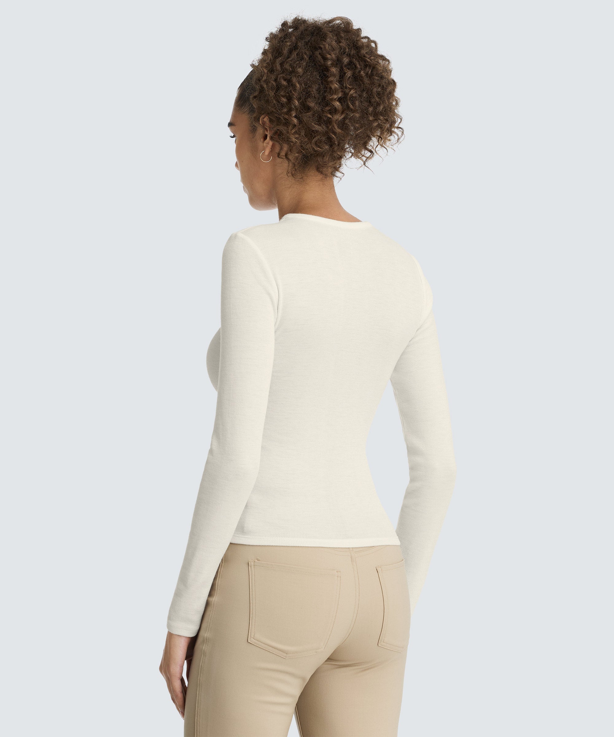 Women's Rib Fitted Long Sleeve Crew