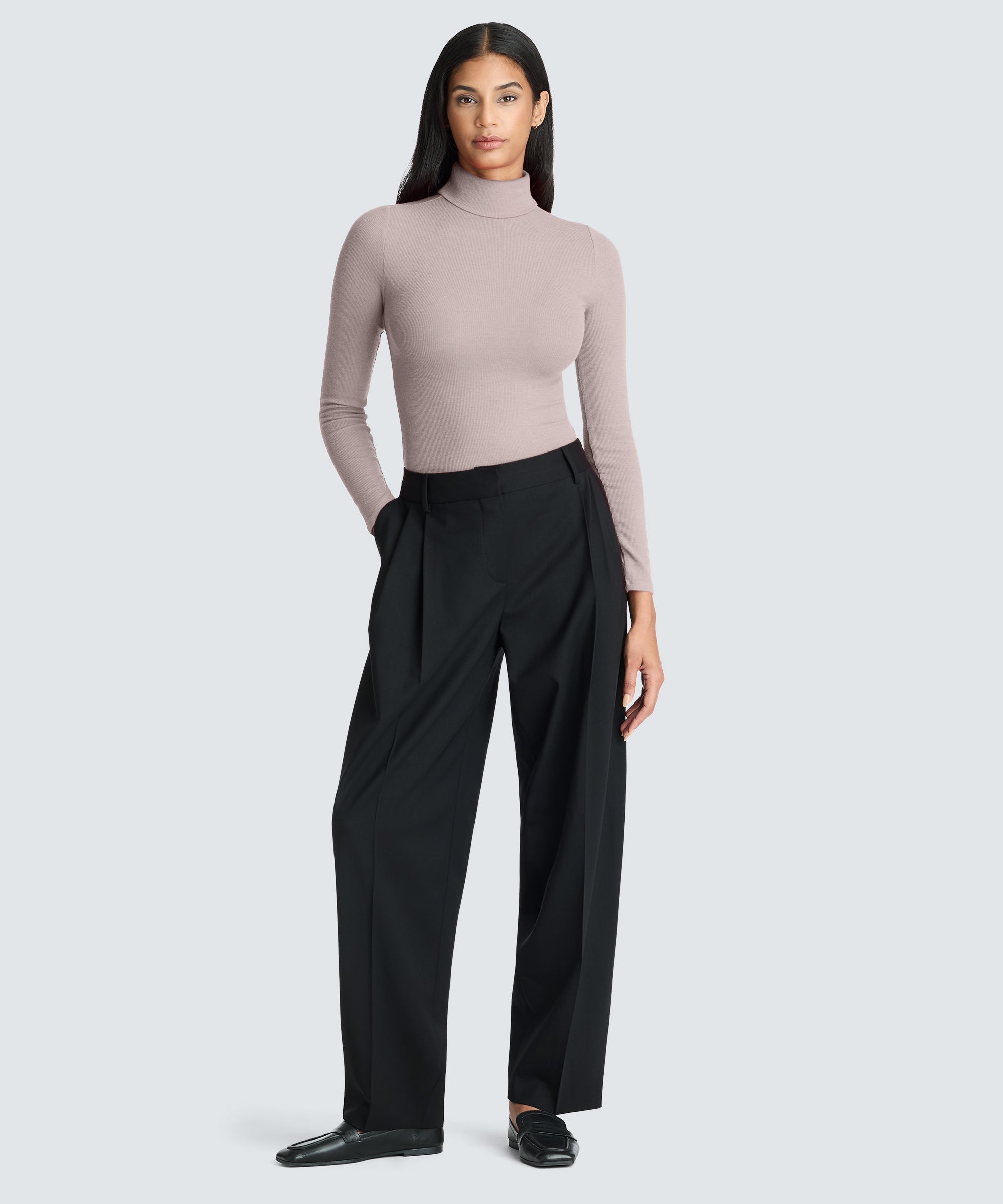 Women's Rib Turtle Neck Long Sleeve